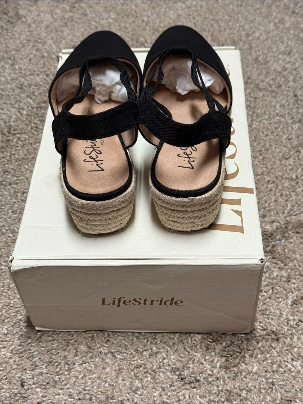 Lifestride Katrina 2 Black canvas Espadrille Wedges - Women 8.5M NEW